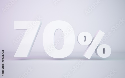 3D rendering white 70 percentage isolated white background