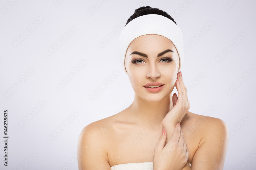 Beauty photo at gray background Beauty photo at gray background