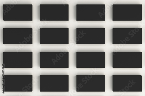 Black blank business cards mock-up on white background