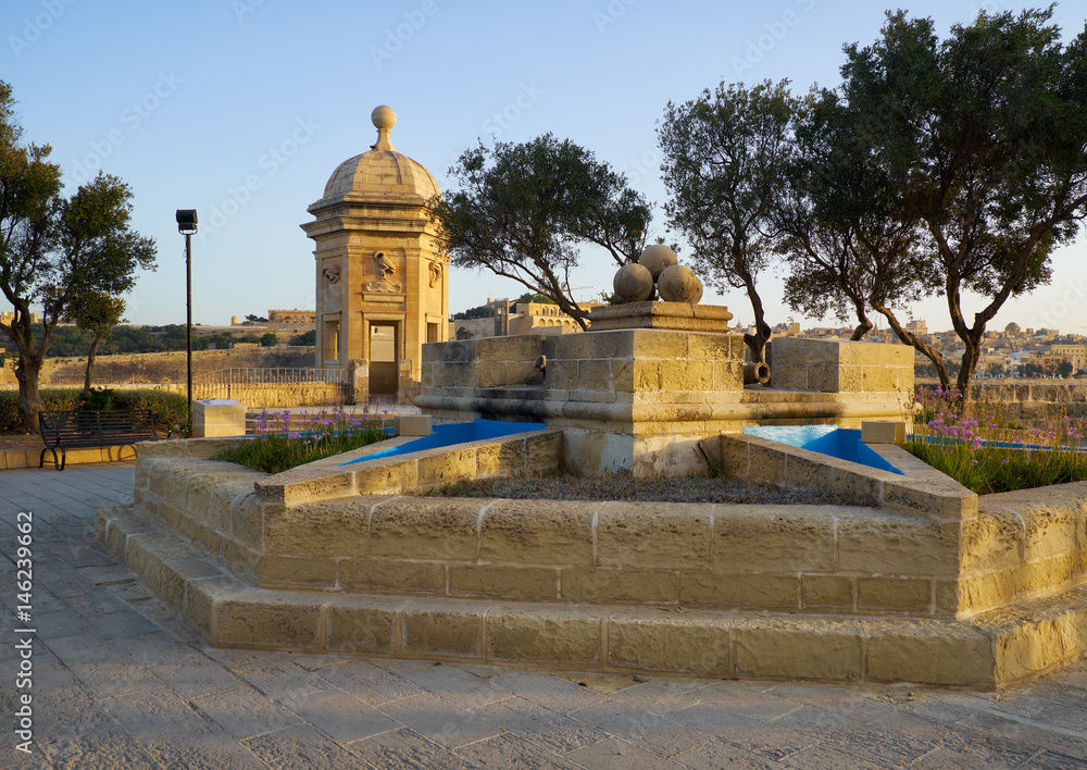 Fototapeta premium Gardjola Gardens in the early morning, Senglea, Malta