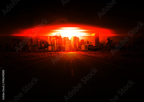 Atombombe  Atomexplosion   ber Stadt