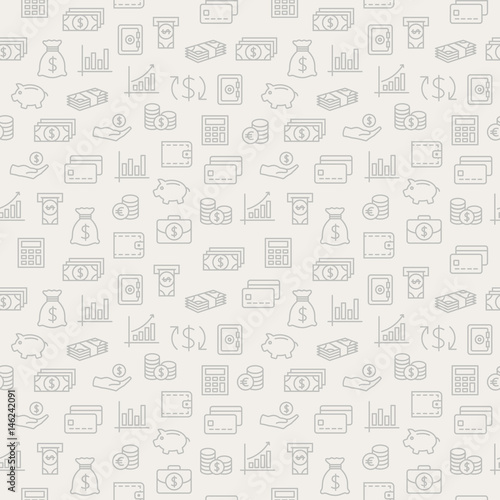 Money seamless pattern. Background with icons.