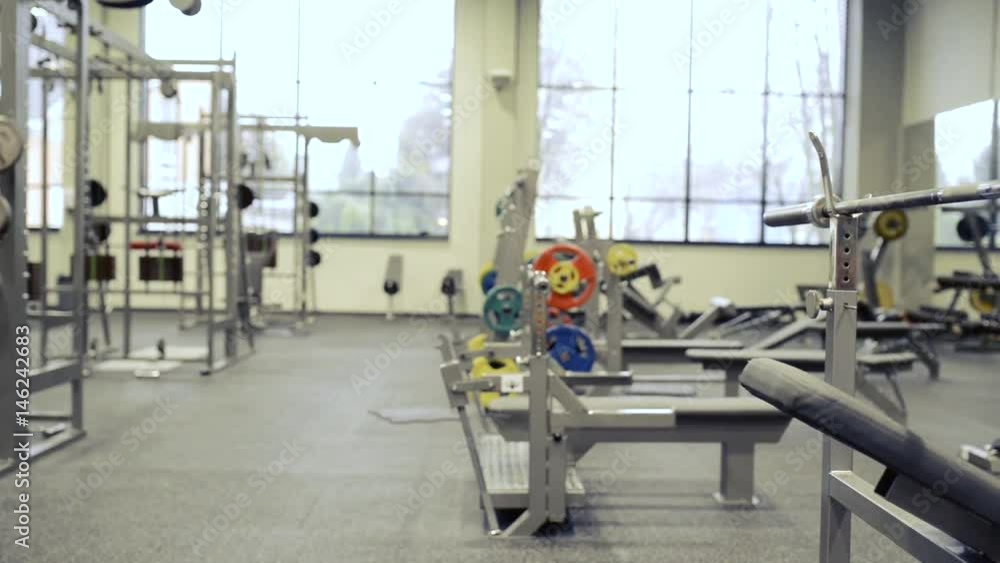 Gym with various exercise machines in it Gym with various exercise machines in it