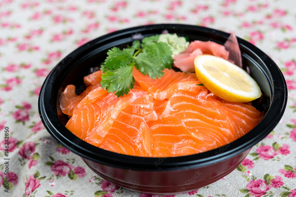 japanese food Salmon Sashimi Chirashi Rice Bowl japanese food Salmon Sashimi Chirashi Rice Bowl