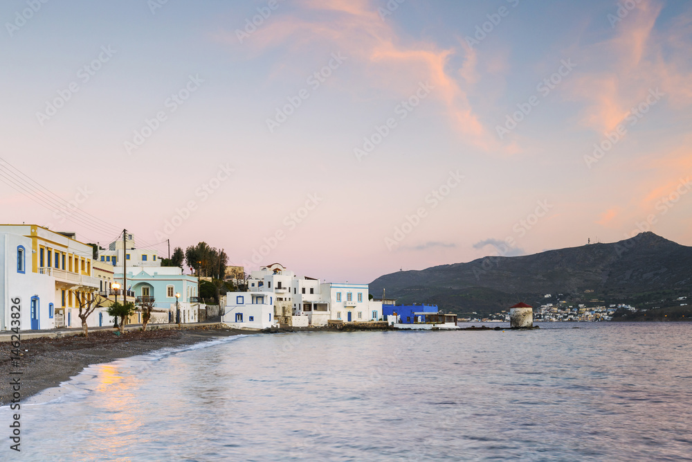 Sunrise in Agia Marina village on Leros island in Greece. Sunrise in Agia Marina village on Leros island in Greece.