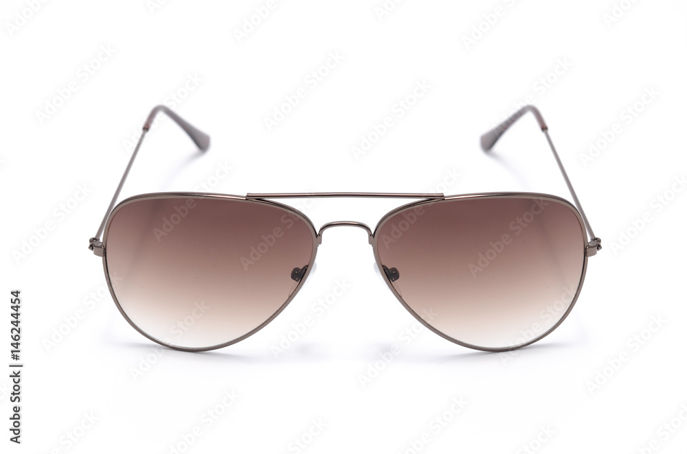 Sunglasses in an iron frame with brown glass isolated on white Sunglasses in an iron frame with brown glass isolated on white