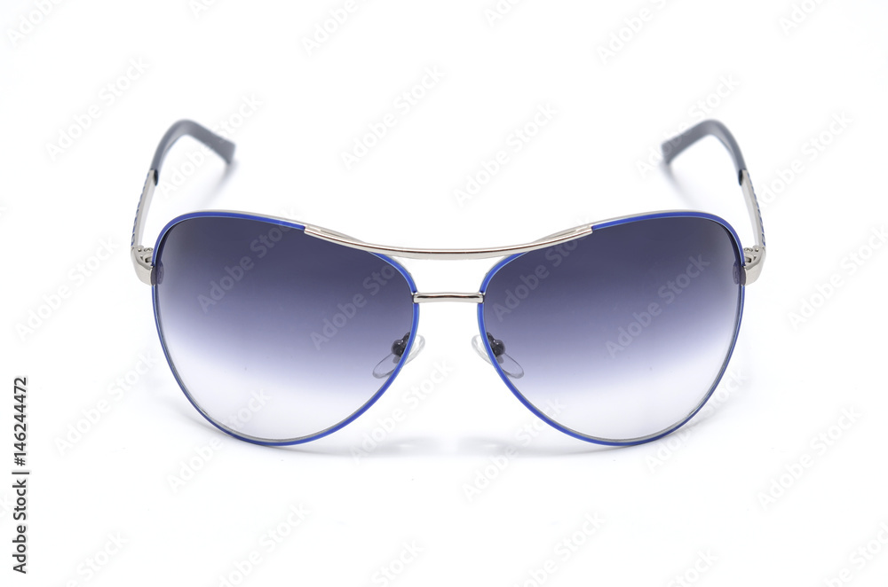 Sunglasses with blue iron frame isolated on white Sunglasses with blue iron frame isolated on white