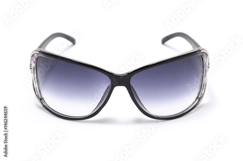 women's sunglasses with purple glass isolated on white