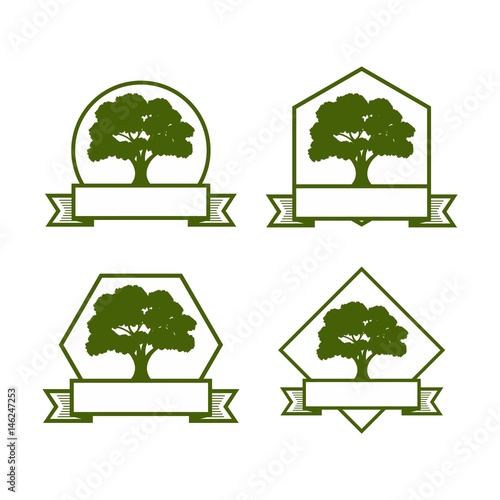 Green Tree Logo Design Vector Emblem Template