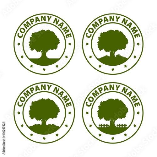 Green Tree Logo Design Vector Emblem Template
