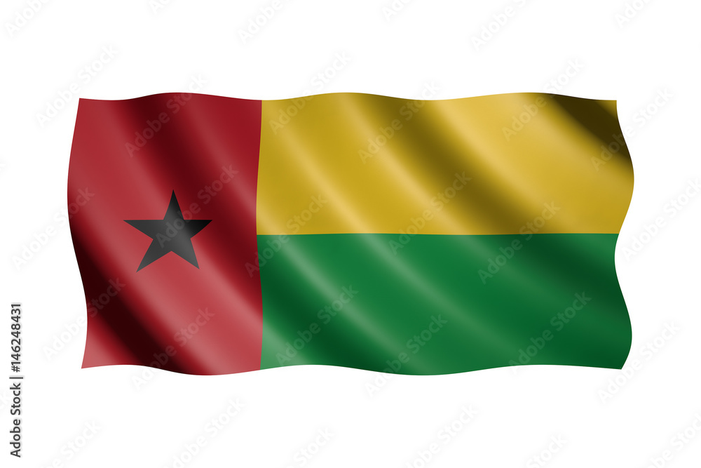 Flag of Guinea-Bissau isolated on white, 3d illustration Flag of Guinea-Bissau isolated on white, 3d illustration