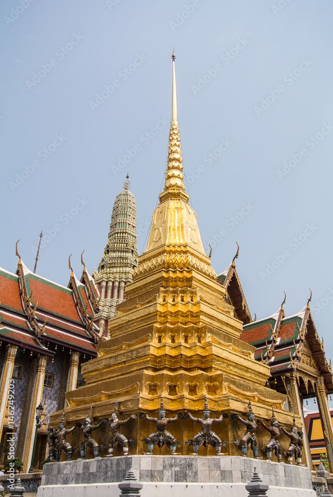 Fototapeta premium Wat Phra Kaew. Temple of the Emerald Buddha is regarded as the most sacred Buddhist temple in Bangkok Thailand.