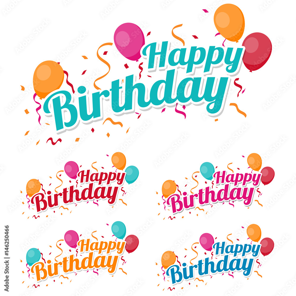 Happy Birthday Happy with Confetti and Balloons. Eps10 Vector. Happy Birthday Happy with Confetti and Balloons. Eps10 Vector.