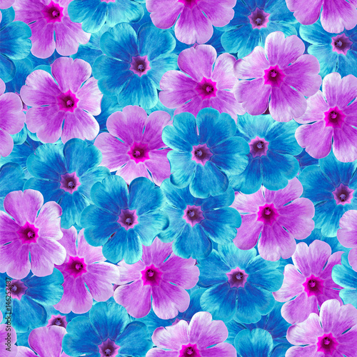 Seamless infinite floral background. For design and printing. Background of natural blue and purple Violets. Nature.