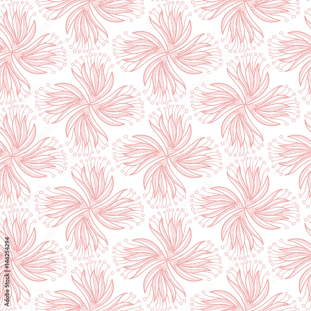 pattern stilize pink flowers
