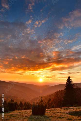 Colorful sunset in the mountain