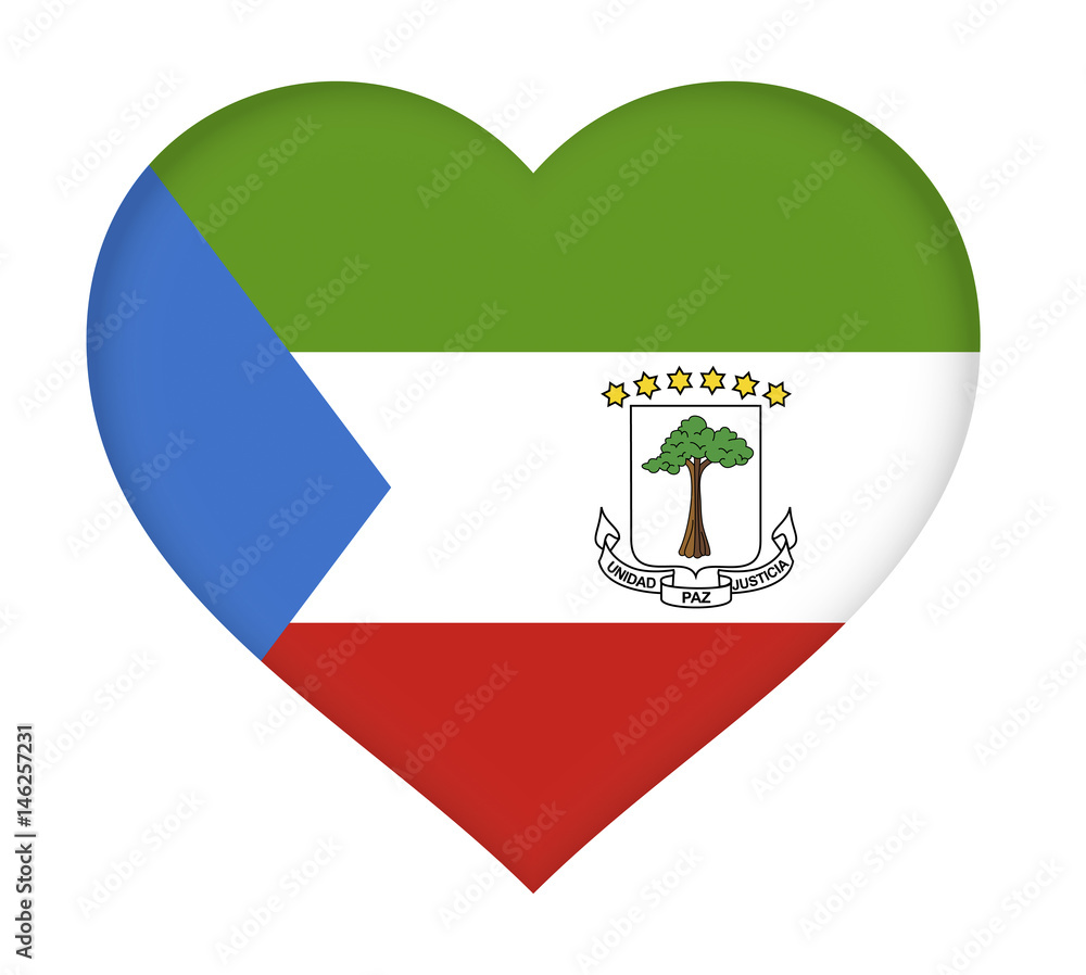 Flag of Equatorial Guinea shaped like a Heart Flag of Equatorial Guinea shaped like a Heart