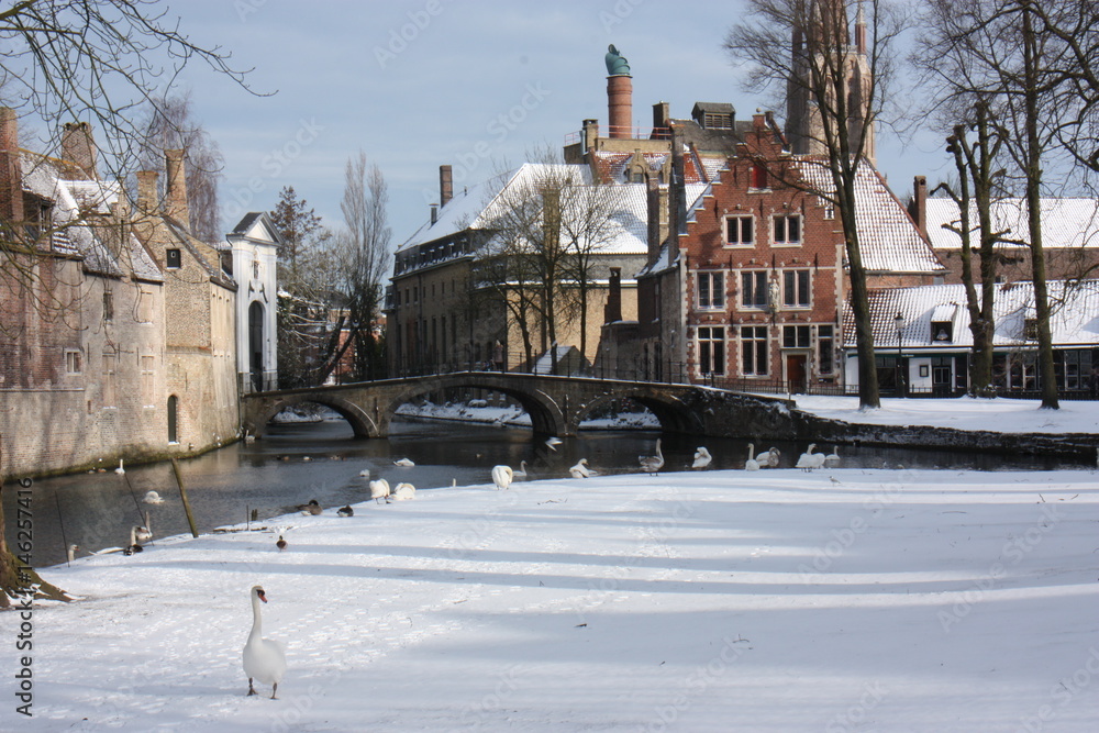 Obraz premium Minnewaterpark à Brges sous la neige
