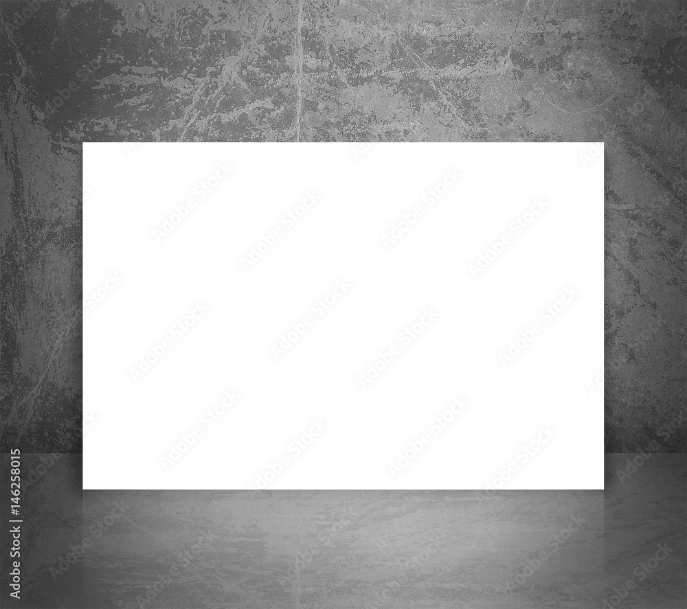 Mock up template. White poster canvas against the wall. 3D rendering. Mock up template. White poster canvas against the wall. 3D rendering.