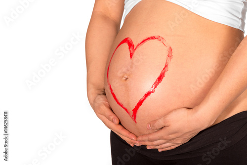 Wallpaper Mural Red heart painted on belly of pregnant woman Torontodigital.ca