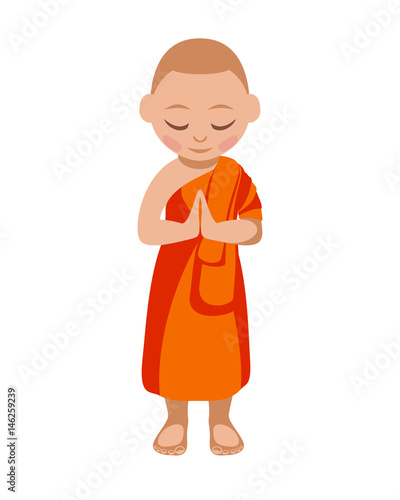 Buddhist monk boy praying