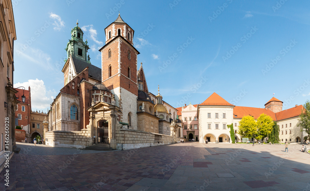 View of Wawel Cathedral in cloudless sunny weather. Cracow, Poland.