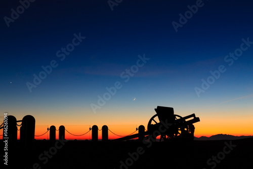 Cannon silhouette at twilight