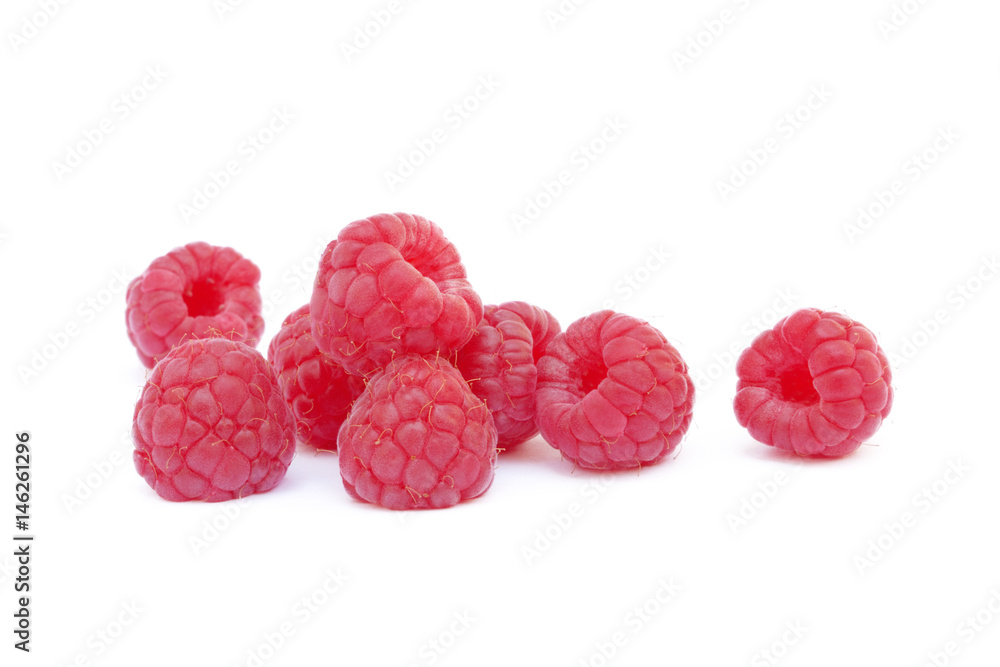Fresh ripe raspberries isolated on white background Fresh ripe raspberries isolated on white background