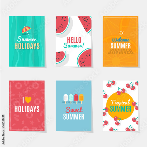 Seis modelos de diferentes tarjetas de verano