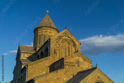 Svetitskhoveli Cathedral at sunset. Mtskheta, Georgia.
