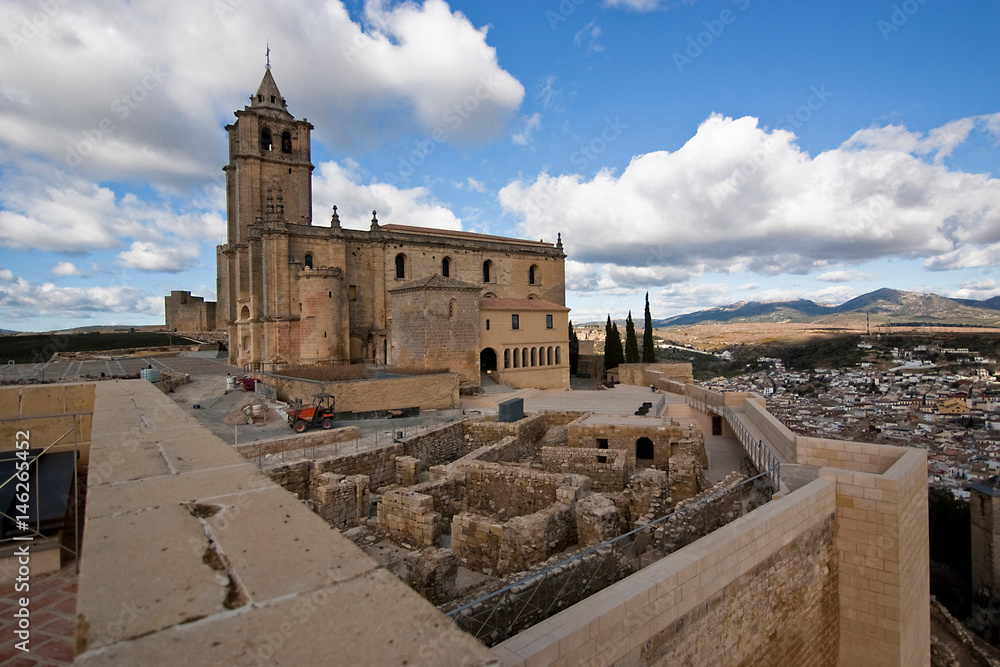 Archaelogical remains in High square, La Mota castle, Alcala la Real, Spain