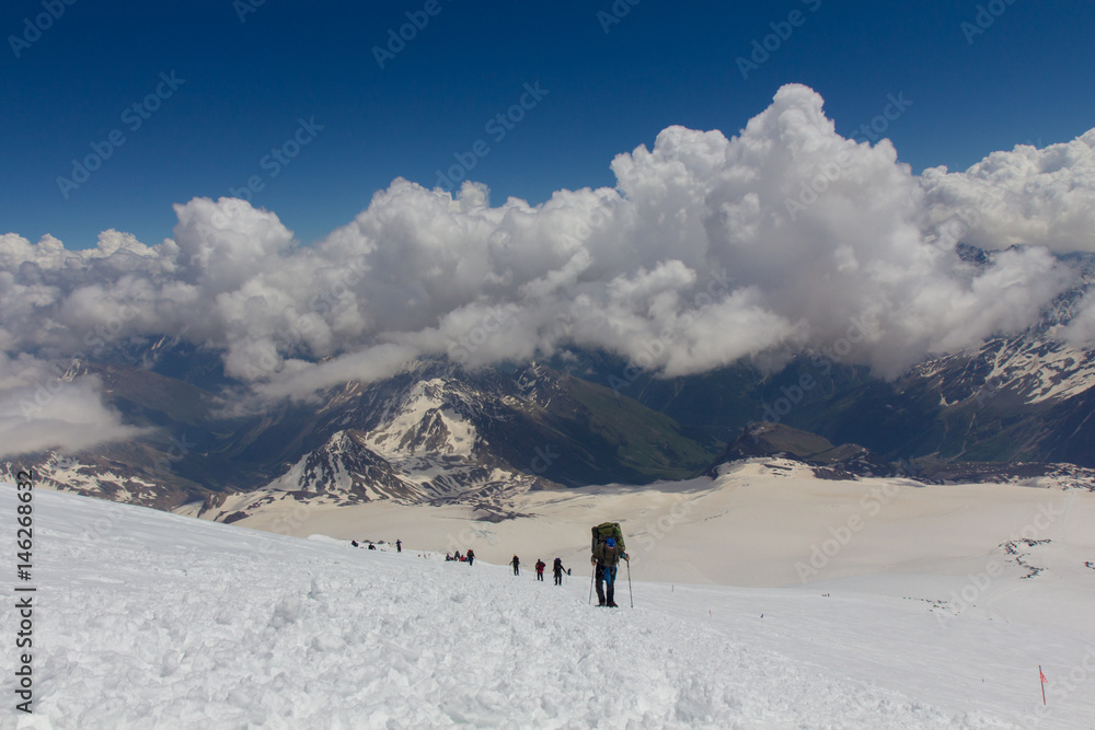 Climbing on mountain Elbrus