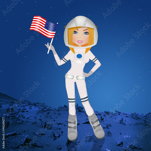 Fototapeta Naklejka Na Ścianę i Meble -  Astronaut girl to Mars