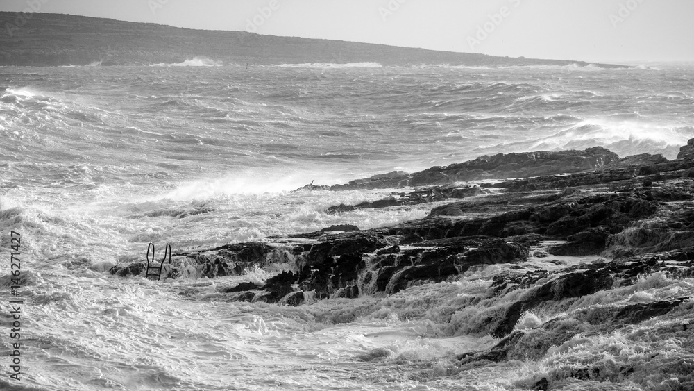 Rough sea in black and white. Rough sea in black and white.