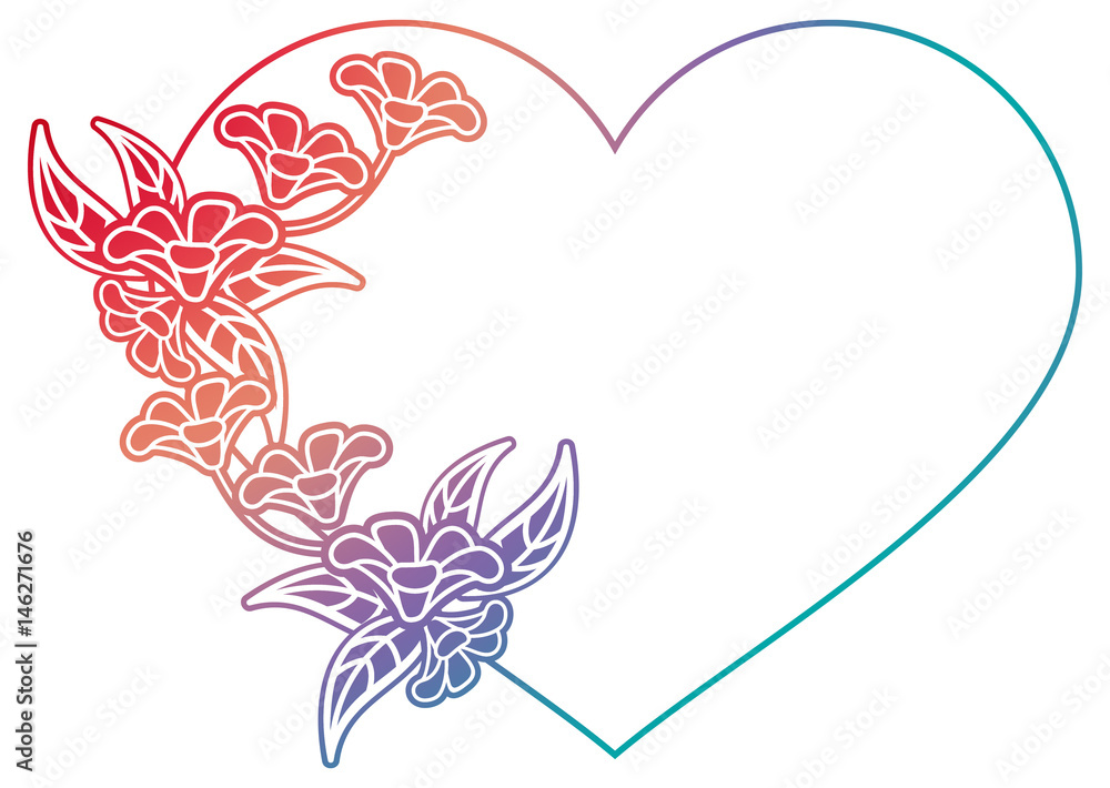 Heart shaped frame with gradient fill. Raster clip art.