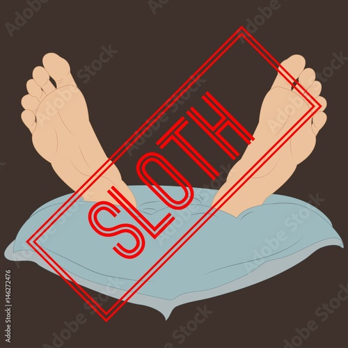 Sloth. Seven deadly sins. Bible. Vector illustration