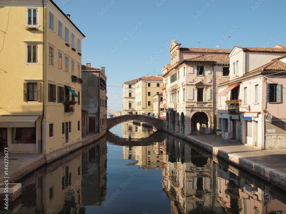 Chioggia, Italy. Ancient palaces sprawl in the water.