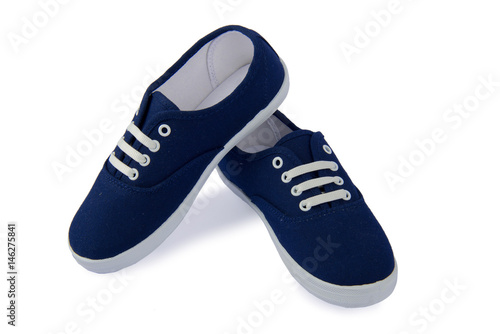 Blue children's sneakers isolated on a white background