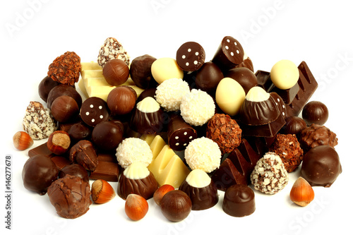 mix of chocolate candies sweets isolated on white background