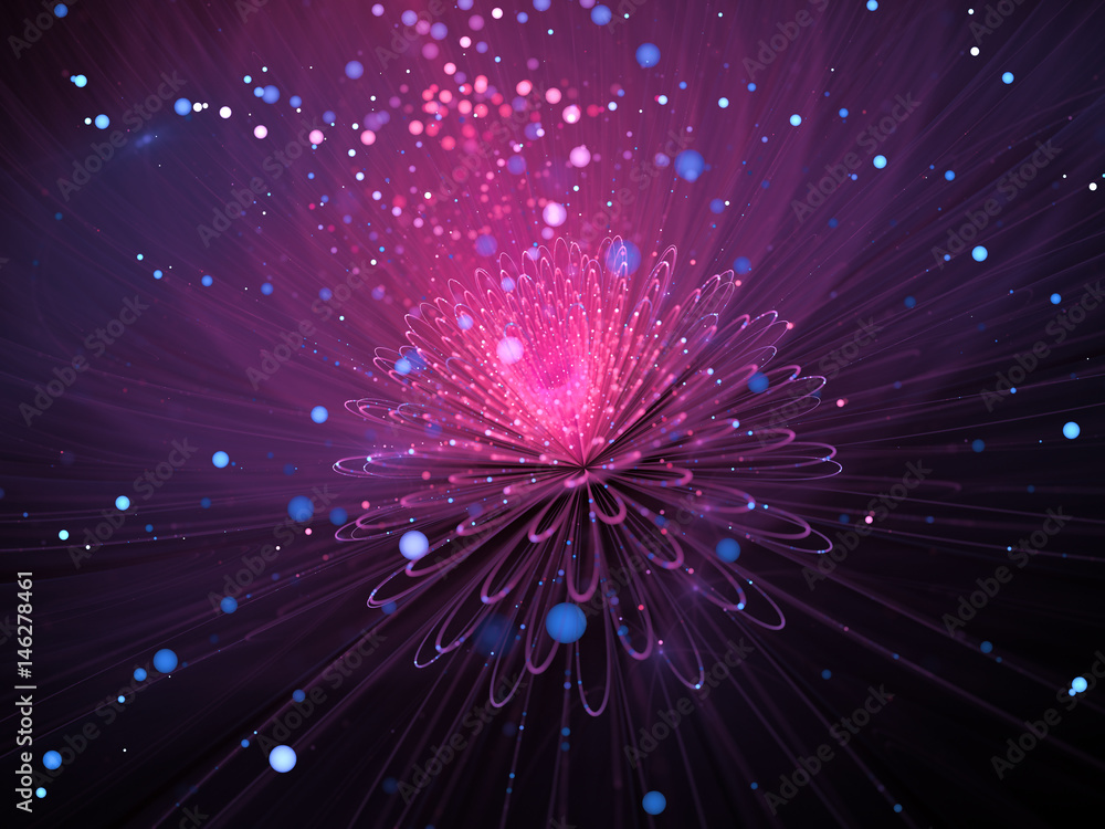 Obraz premium Shine Flower Background with Bokeh Effect - Fractal Art