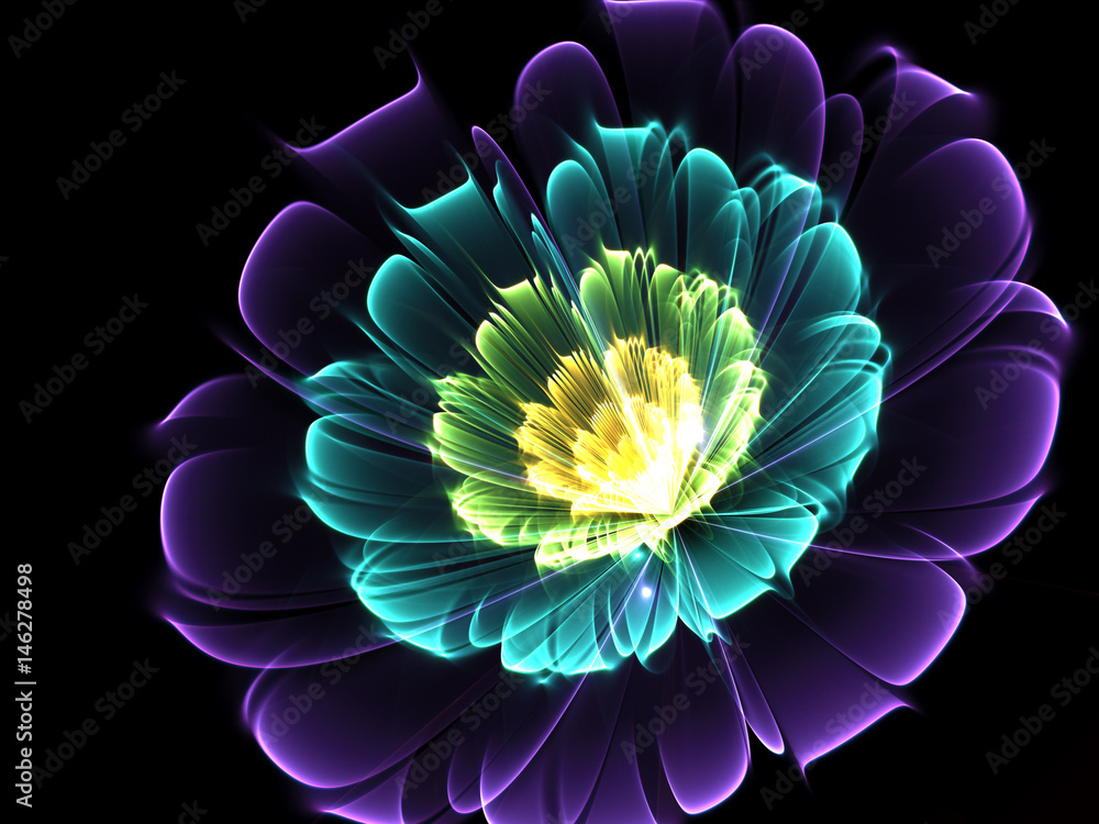 Fototapeta premium Shine Flower Background - Fractal Art