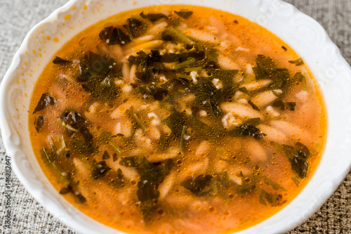 Orzo soup with barley, bulgur and parsley / arpa sehriyeli corba photo