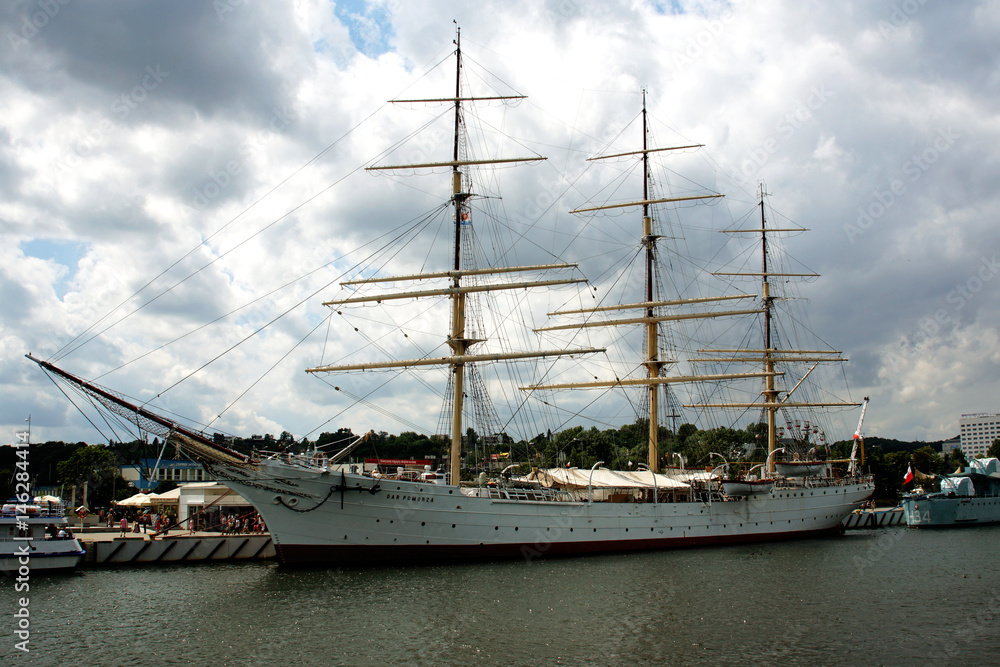 Sailing Ship Dar Pomorza (Gift of Pomerania) in Gdynia harbor, Poland Sailing Ship Dar Pomorza (Gift of Pomerania) in Gdynia harbor, Poland