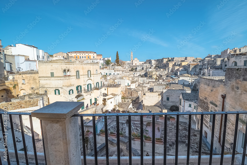 View from the balcony of Matera, Italy, Sassi di Matera