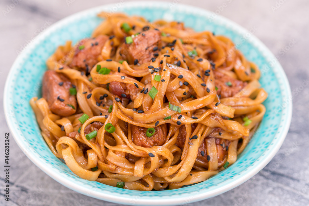 Stir Fried noodle with pork in soy sauced Stir Fried noodle with pork in soy sauced