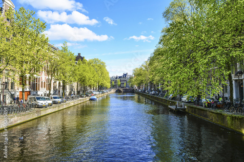 Beautiful canal in Amsterdam, Netherlands