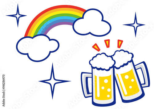 虹　生ビールで乾杯
