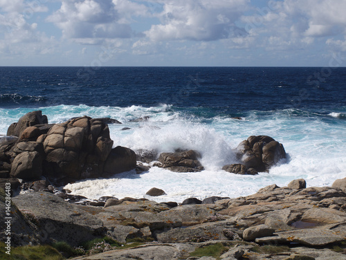 Waves hitting rocks
