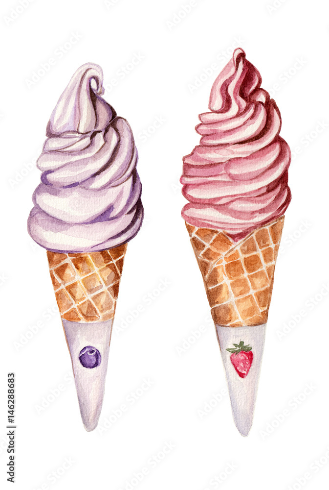 Berry Icecream - Watercolor