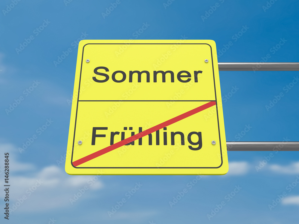Obraz premium Season Change Concept Road Sign: Spring To Summer In German Language, 3d illustration